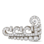 Antique Platinum 1.50ct Diamond Art Deco Scroll Brooch