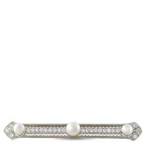 Antique Platinum 1.0ct Diamond and Pearl Brooch
