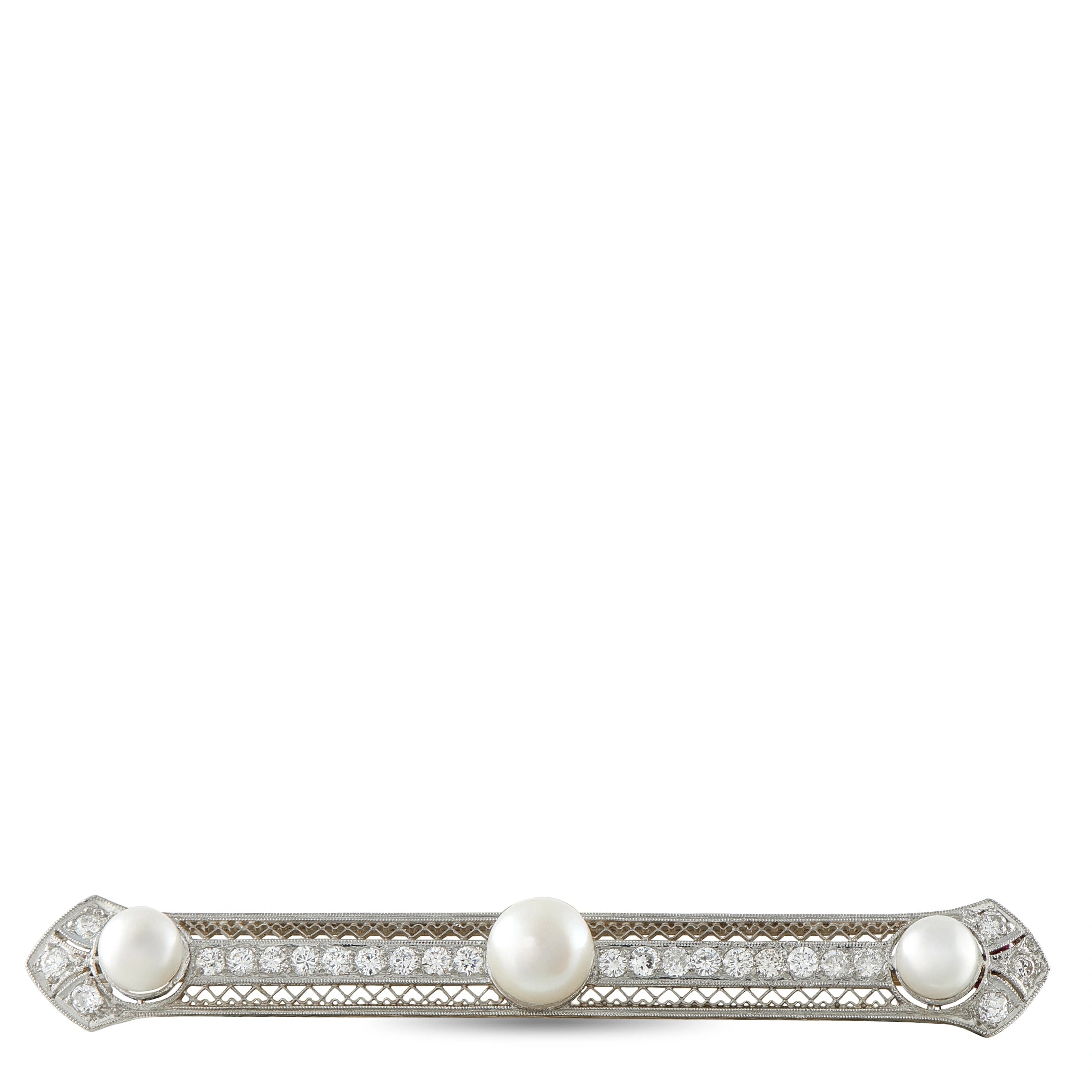 Antique Platinum 1.0ct Diamond and Pearl Brooch