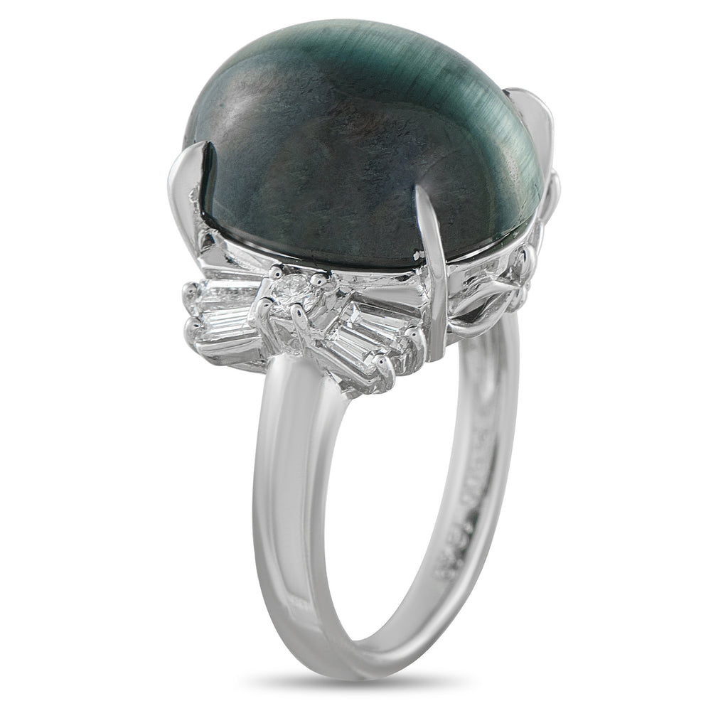 Platinum 0.52ct Diamond and Cat’s Eye Ring