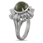 Platinum 1.26ct Diamond and Cats Eye Ring