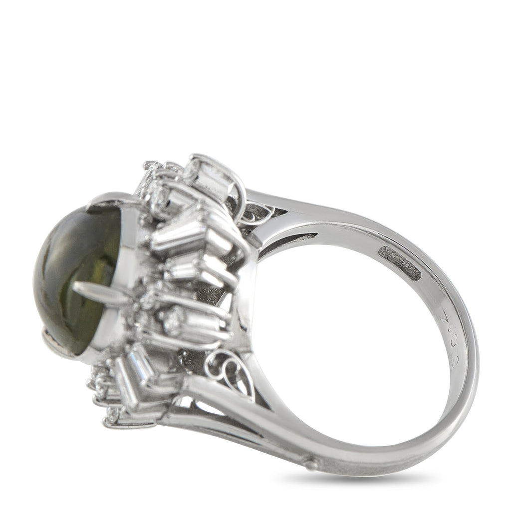 Platinum 1.26ct Diamond and Cats Eye Ring