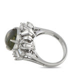 Platinum 1.26ct Diamond and Cats Eye Ring