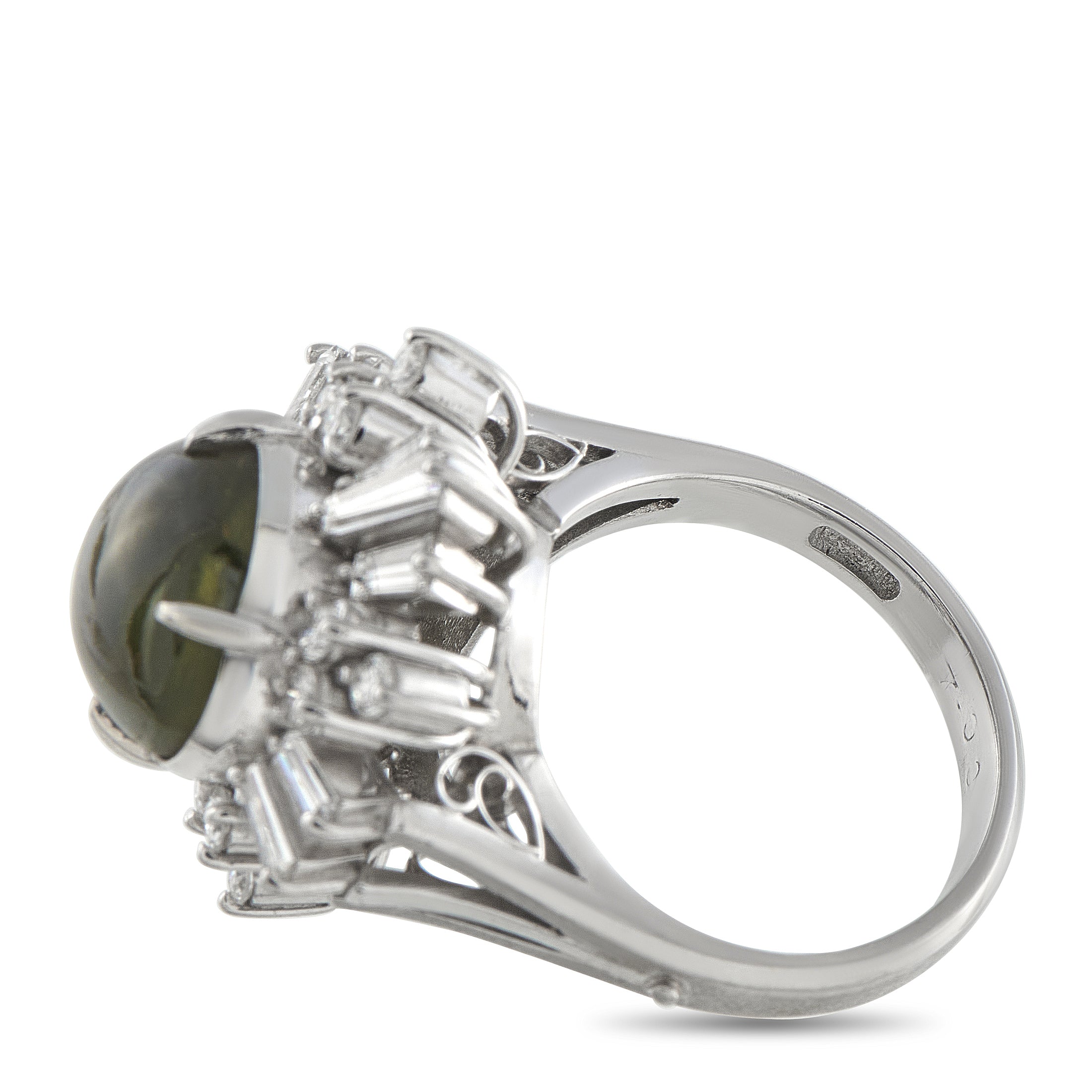 Platinum 1.26ct Diamond and Cats Eye Ring