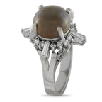 Platinum 0.66ct Diamond and Cats Eye Ring