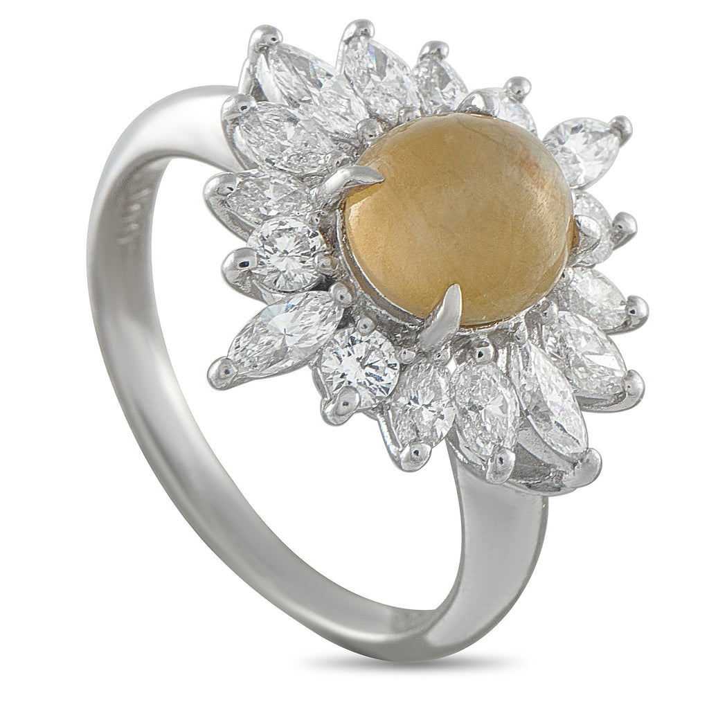 Platinum 1.0ct Diamond and Cat’s Eye Ring
