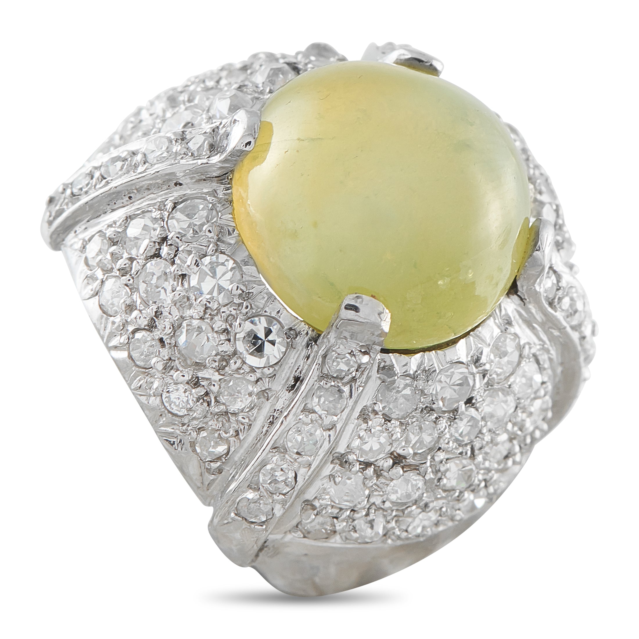 Platinum 1.50ct Diamond and Cat’s Eye Ring