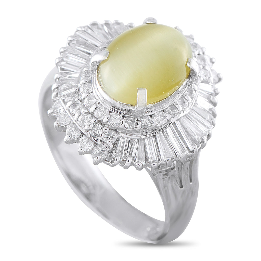 Platinum 0.82ct Diamond and Cat’s Eye Cocktail Ring