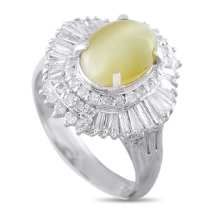 Platinum 0.82ct Diamond and Cat’s Eye Cocktail Ring