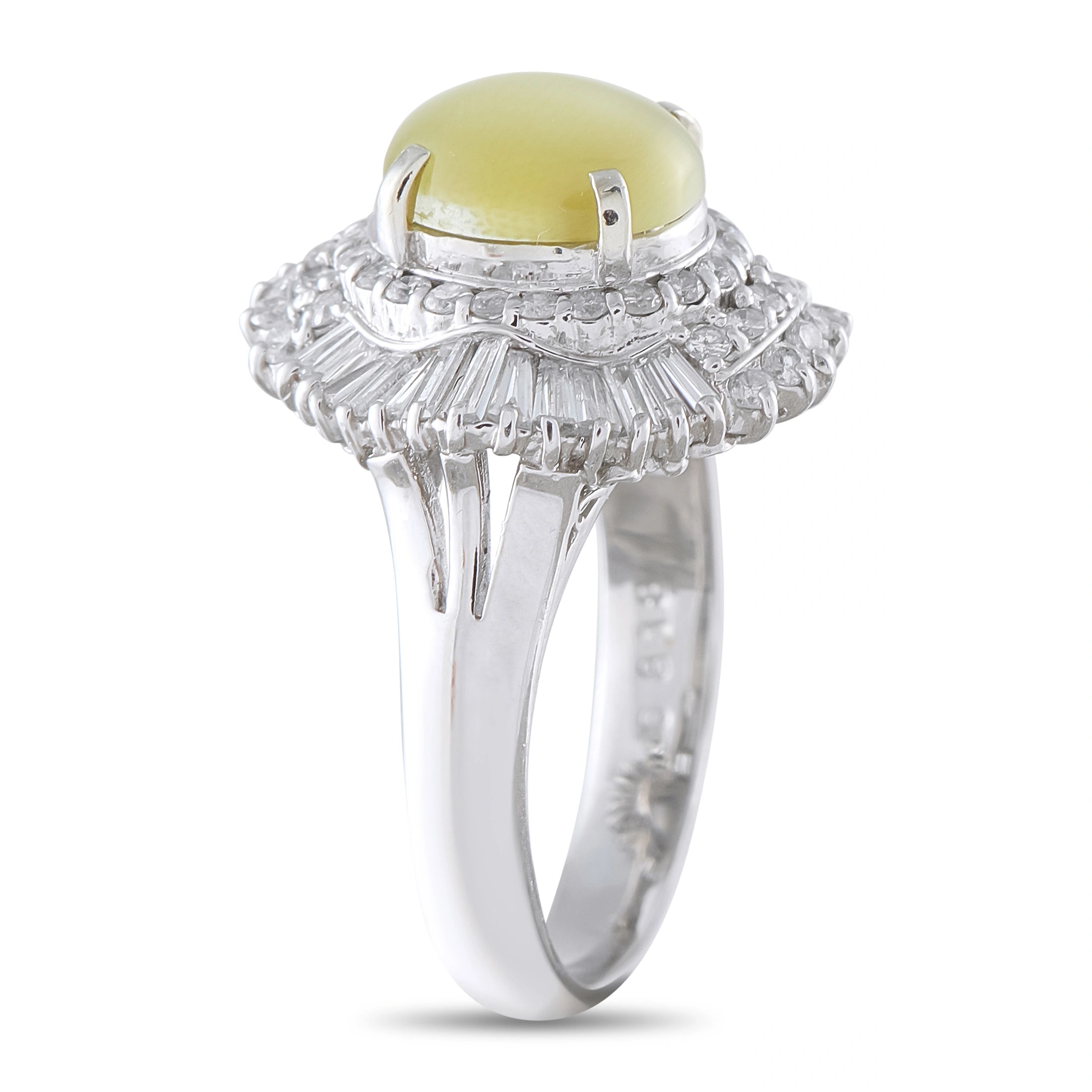 Platinum 0.82ct Diamond and Cat’s Eye Cocktail Ring