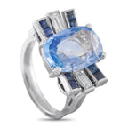 Platinum 0.40ct Diamond and Ceylon Sapphire Cocktail Ring