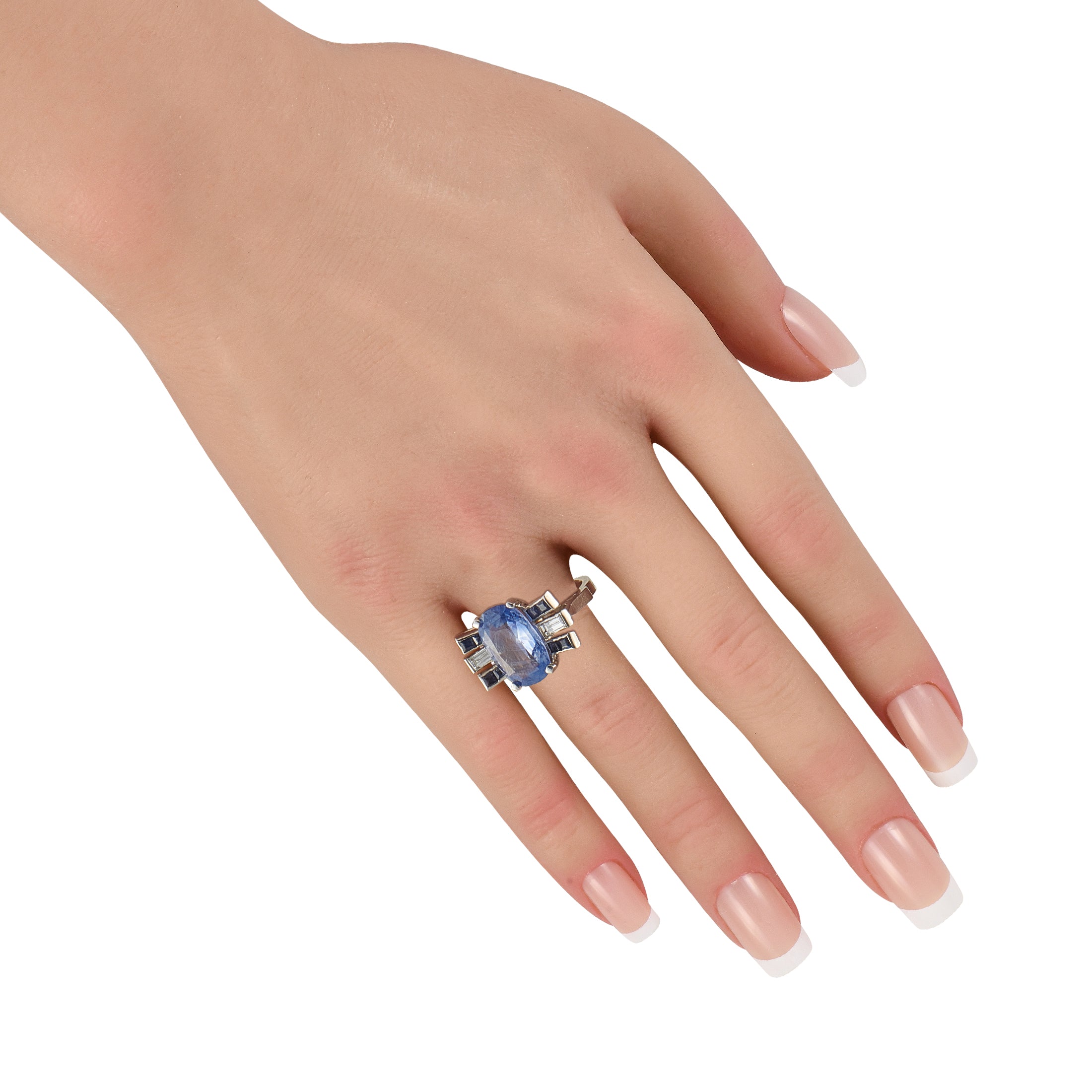 Platinum 0.40ct Diamond and Ceylon Sapphire Cocktail Ring