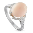 18K White Gold 0.25ct Diamond and Conch Pearl Ring