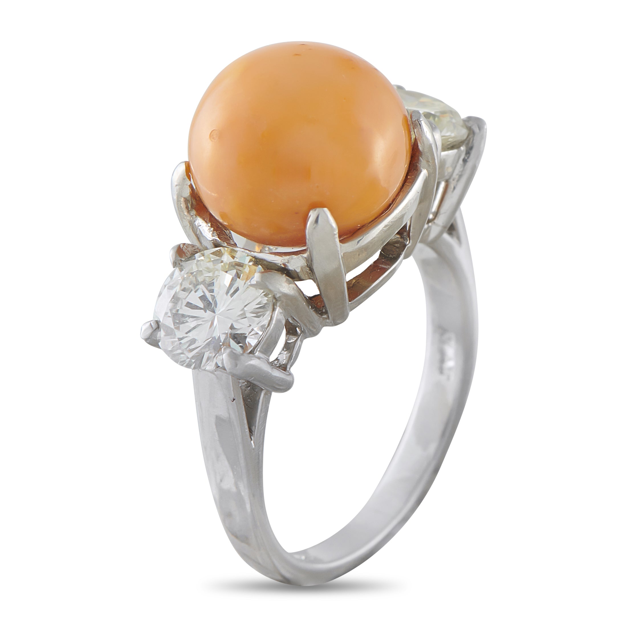Platinum 1.80ct Diamond and Conch Pearl Ring