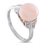 Platinum 0.11ct Diamond and Natural Conch Pearl Ring