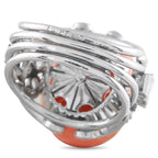 Platinum 0.50ct Diamond and Coral Ring
