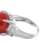 Platinum 0.30ct Diamond and Coral Ring