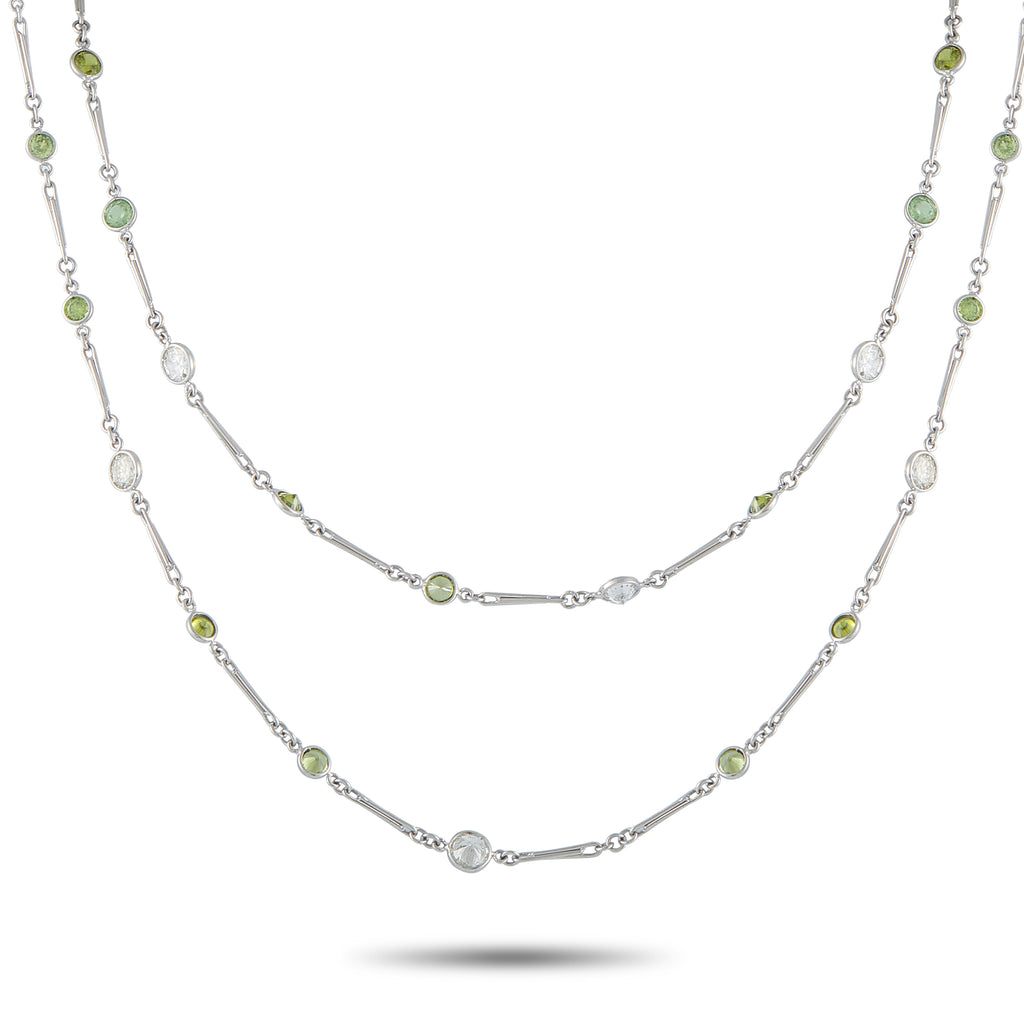 Platinum 7.13ct Diamond and Demantoid Necklace