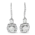 Platinum 3.30ct Diamond Drop Earrings - These opulent luxury earrings will never go out of style. Set in shimmering Platinum, a 1.0 carat round-cut Diamond and a 1.0