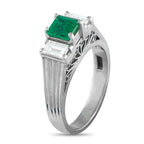 Exclusive Platinum 0.60ct Diamond and Emerald Ring