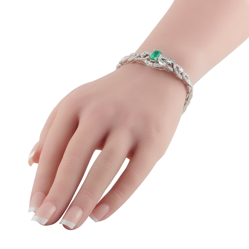 Exclusive Platinum 2.30ct Diamond and Emerald Bracelet