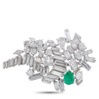 Platinum 8.50ct Diamond and Emerald Brooch