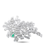 Platinum 8.50ct Diamond and Emerald Brooch