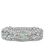 Platinum 5.30ct Diamond and Emerald Art Deco Brooch