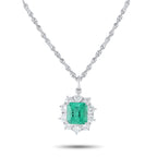 Exclusive Platinum 1.18ct Diamond and Emerald Necklace MF14-032625 – Emerald is a gemstone associated with love, growth, and 