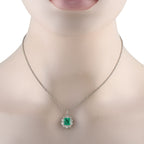 Exclusive Platinum 1.18ct Diamond and Emerald Necklace