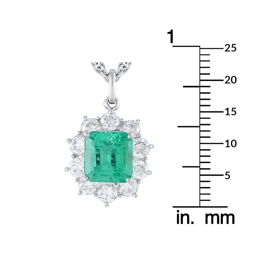 Exclusive Platinum 1.18ct Diamond and Emerald Necklace