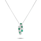 Exclusive Platinum 0.53ct Diamond and Emerald Necklace MF29-082125 – This uniquely elegant necklace will always impress