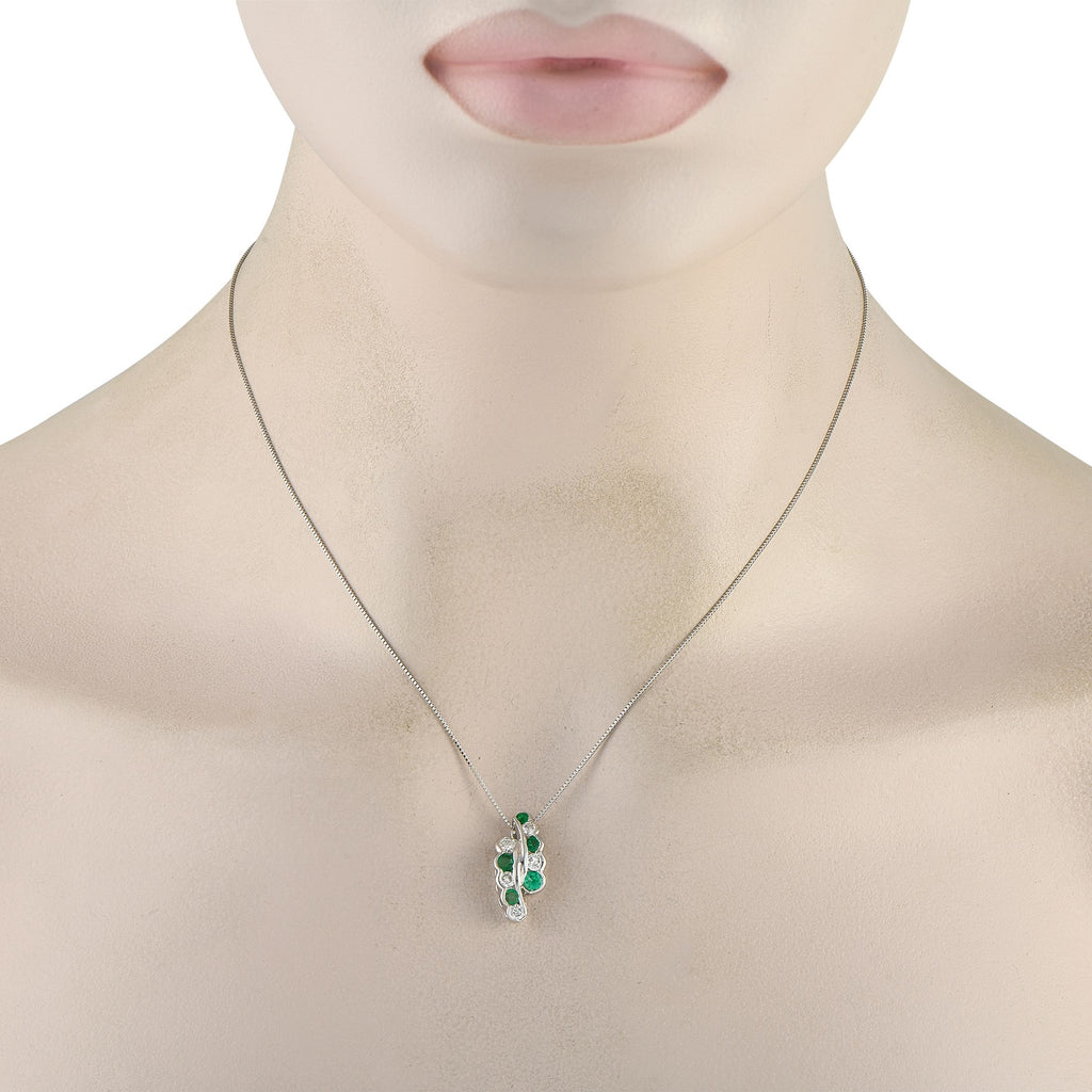 Exclusive Platinum 0.53ct Diamond and Emerald Necklace