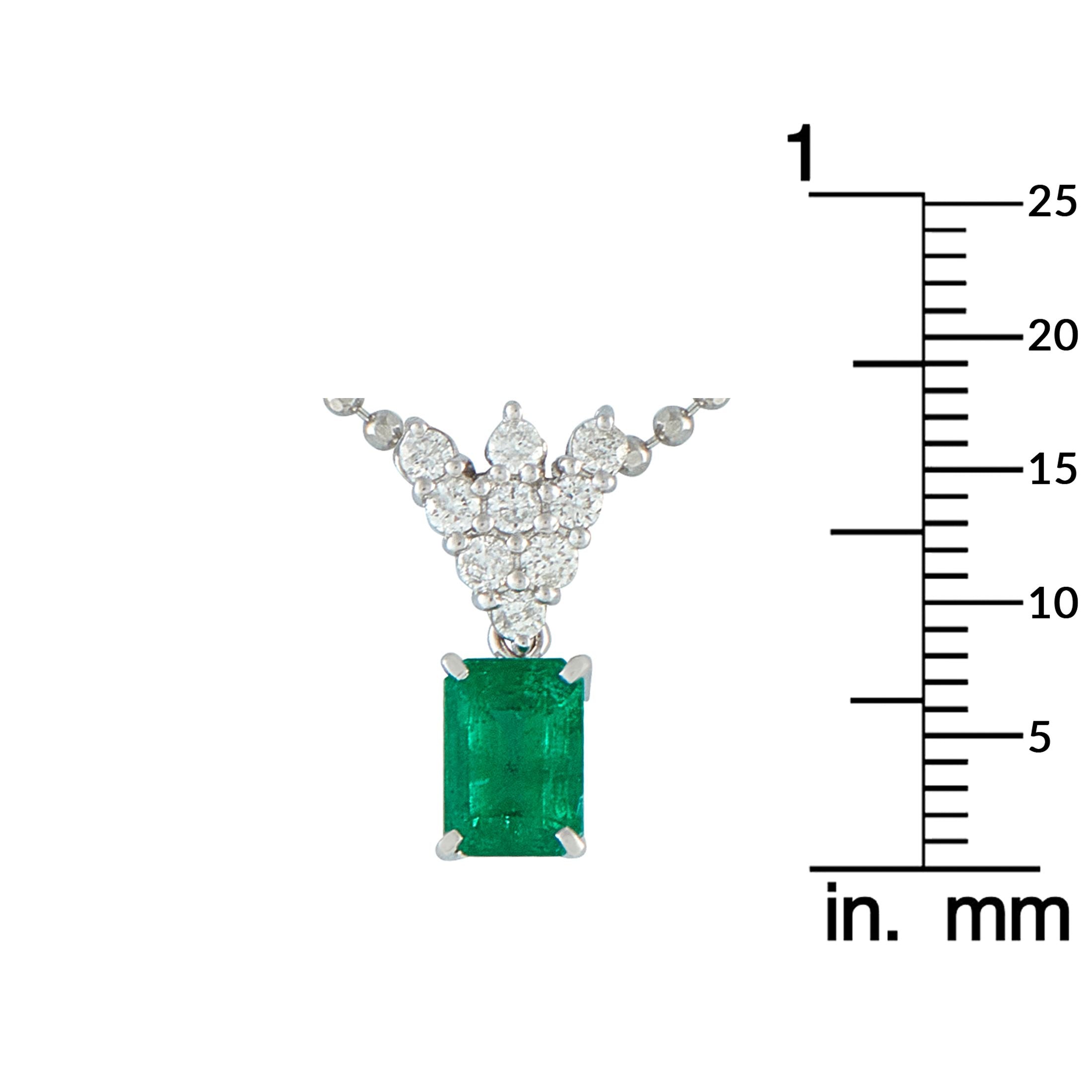 Exclusive Platinum 0.30ct Diamond and Emerald Pendant Necklace