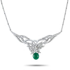 Exclusive Platinum 3.18ct Diamond and Emerald Necklace – This luxury necklace is nothing short of breathtaking