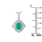 Platinum 0.48ct Diamond and Emerald Pendant