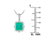 Platinum 0.16ct Diamond and Emerald Pendant