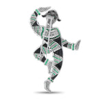 Platinum 3.50ct Diamond, Emerald, and Onyx Art Deco Harlequin Brooch