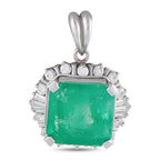 Platinum 0.84ct Diamond and Emerald Pendant
