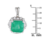 Platinum 0.84ct Diamond and Emerald Pendant
