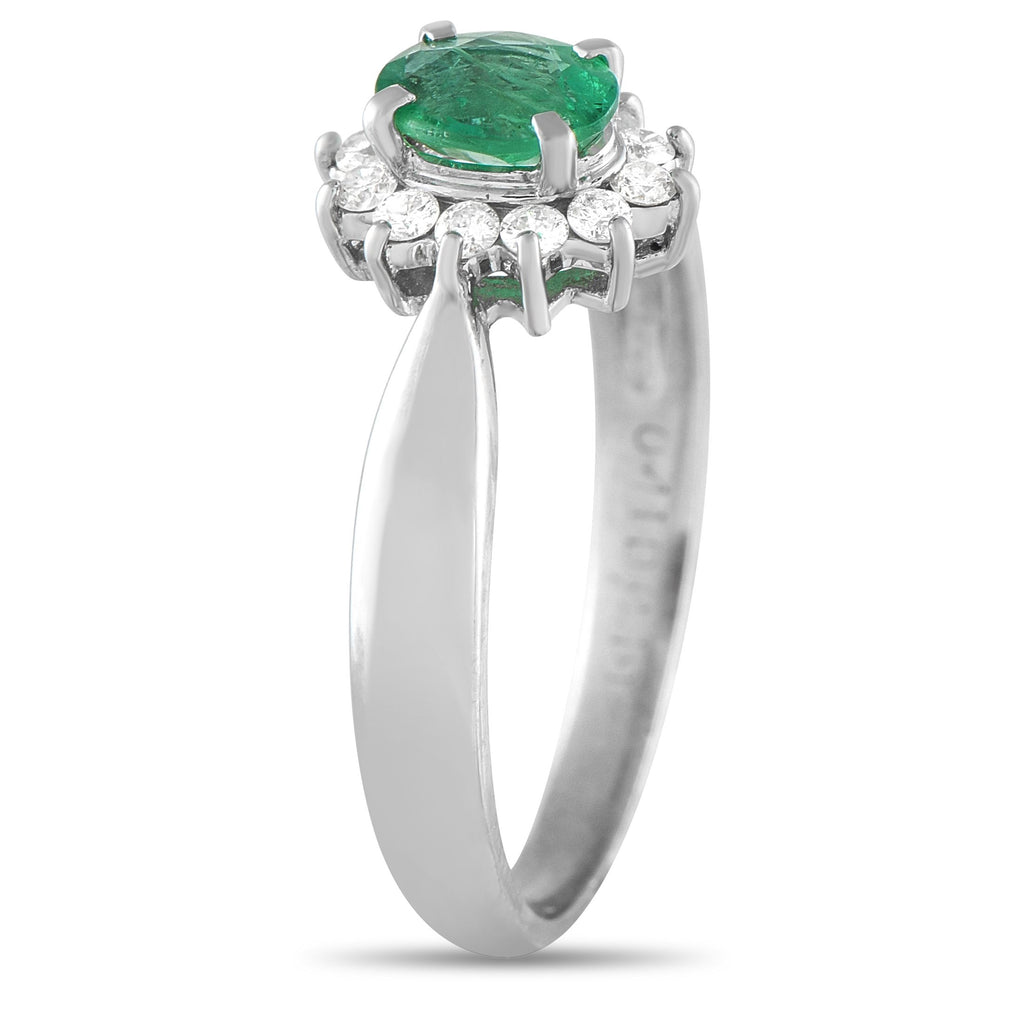 Exclusive Platinum 0.19ct Diamond and Emerald Ring