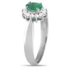 Exclusive Platinum 0.19ct Diamond and Emerald Ring