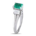 Exclusive Platinum 0.51ct Diamond and Emerald Ring