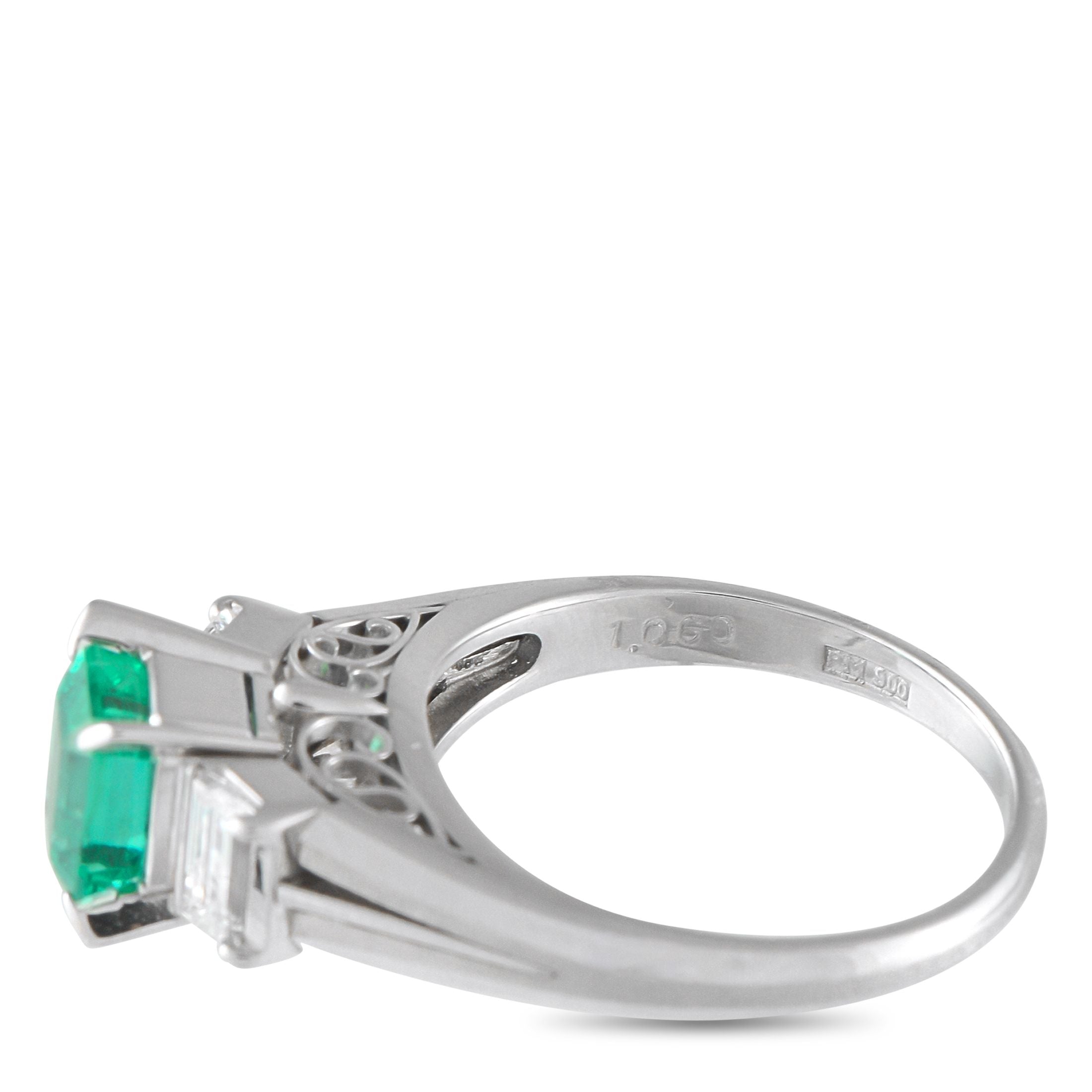 Exclusive Platinum 0.51ct Diamond and Emerald Ring