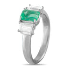 Exclusive Platinum 0.65ct Diamond and Emerald Ring