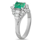 Platinum 0.46ct Diamond and Emerald Ring