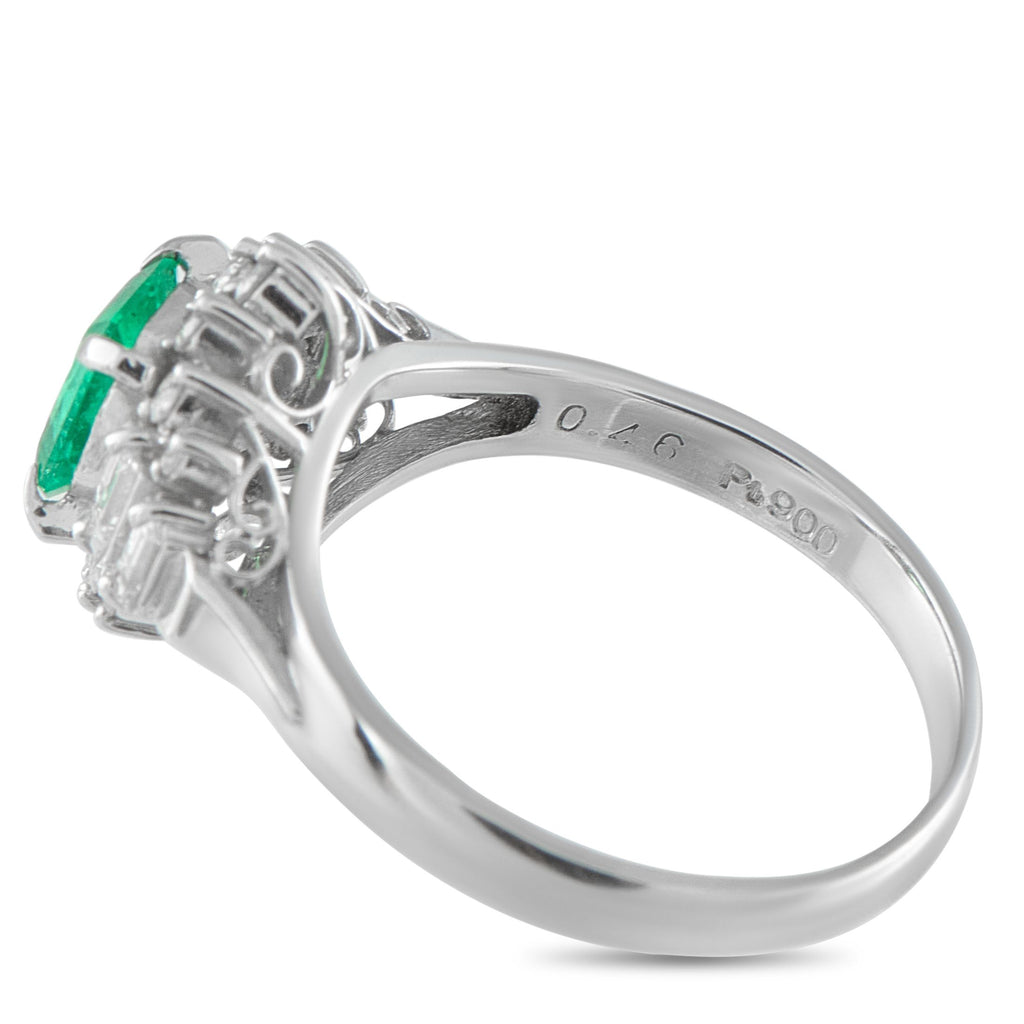 Platinum 0.46ct Diamond and Emerald Ring