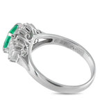 Platinum 0.46ct Diamond and Emerald Ring