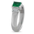Platinum 0.29ct Diamond and Emerald Ring