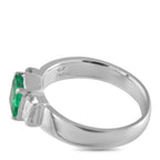 Platinum 0.29ct Diamond and Emerald Ring